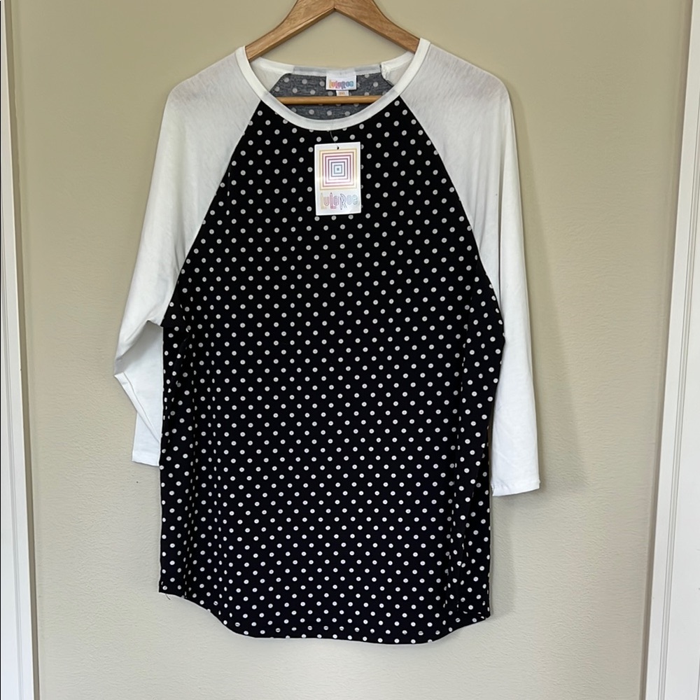 LuLaRoe Black and White Polka Dot Long Sleeve Top